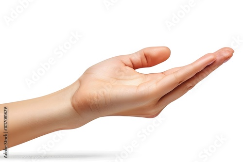 Open Hand Gesture on a White Background