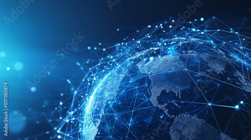 Digital Globe with Interconnected Lines and Nodes