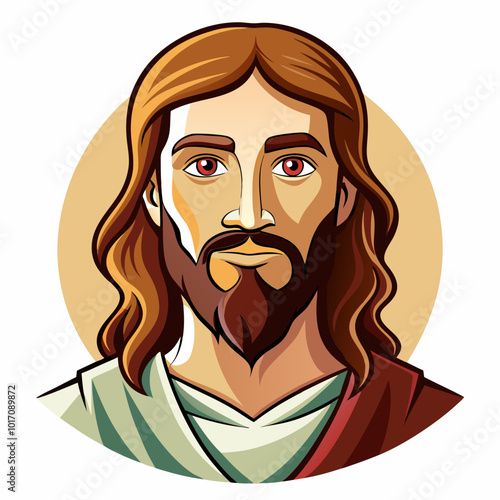 portrait of Jesus Christ with halo vector illustration