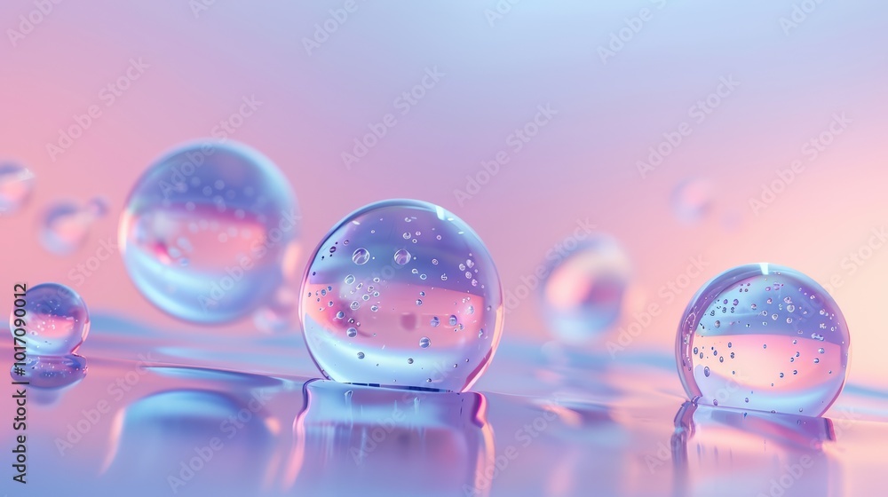 Close-up of transparent bubbles surrounded by circular bokeh lights in vibrant hues Close-up of transparent bubbles surrounded by circular bokeh lights in vibrant hues