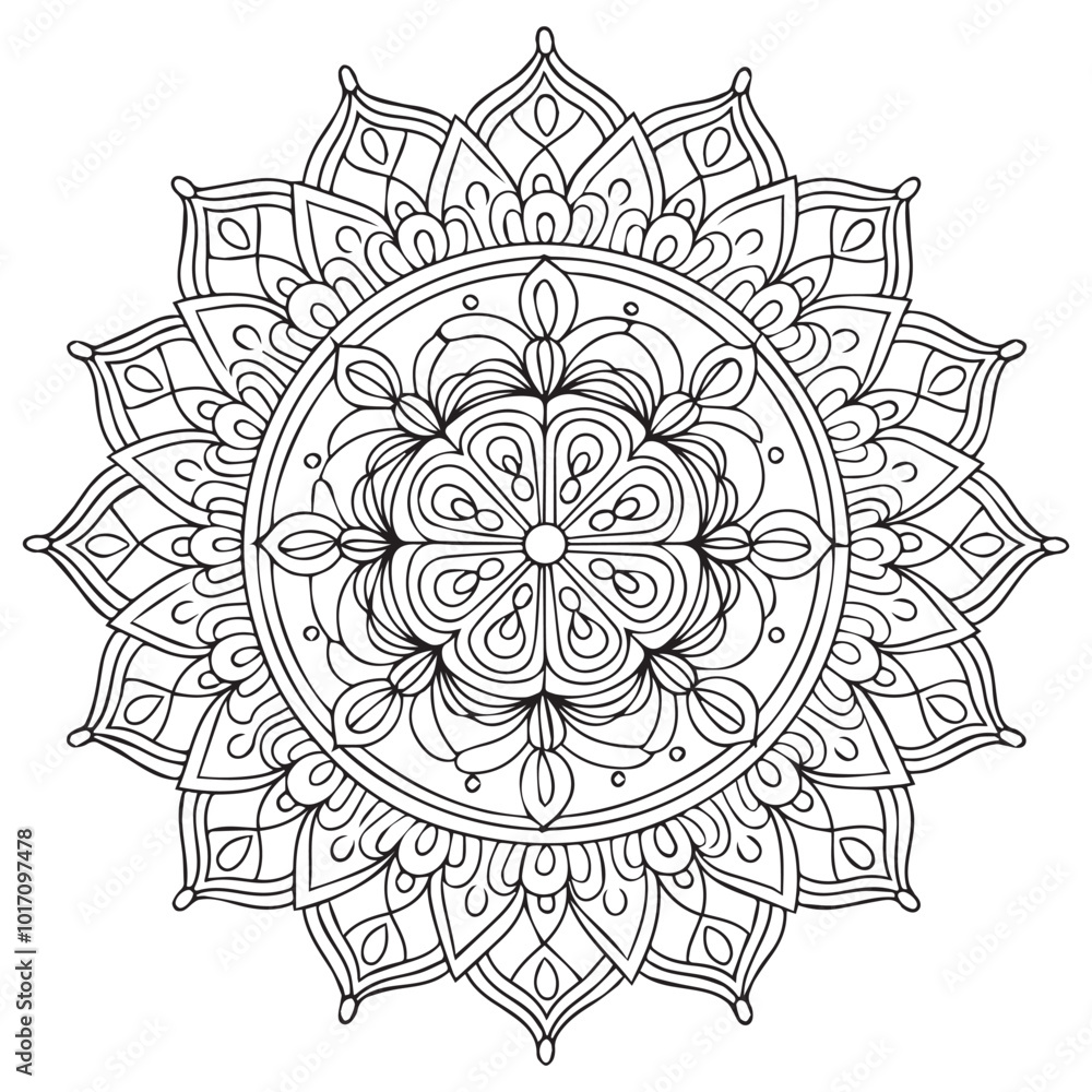 Fototapeta premium Perfect Mandala Coloring Page with Intricate Geometric Patterns