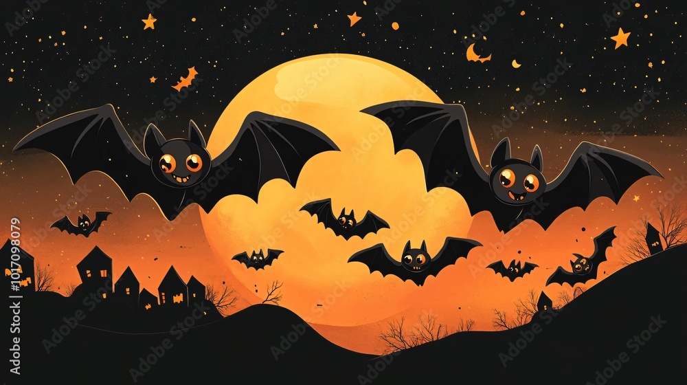 cute bats at moonlight night cute bats at moonlight night