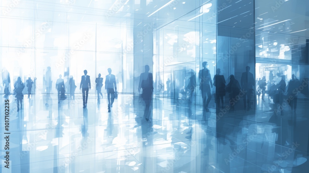 Business professionals walking in a modern office corridor Business professionals walking in a modern office corridor