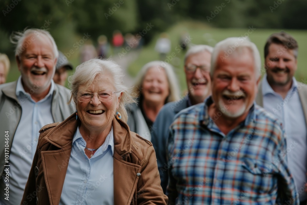 Group of seniors having fun together in a park. Elderly people having fun outdoors. Group of seniors having fun together in a park. Elderly people having fun outdoors.