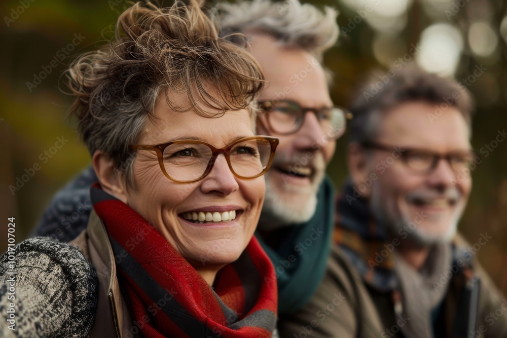 Happy senior couple walking in the autumn park. Smiling middle-aged man and woman looking at camera. Happy senior couple walking in the autumn park. Smiling middle-aged man and woman looking at camera.