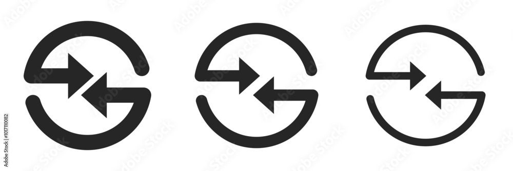 Arrows exchange illustration for User Interface. 2 pointers in a circle. Vector icons in flat style. Arrows exchange illustration for User Interface. 2 pointers in a circle. Vector icons in flat style.