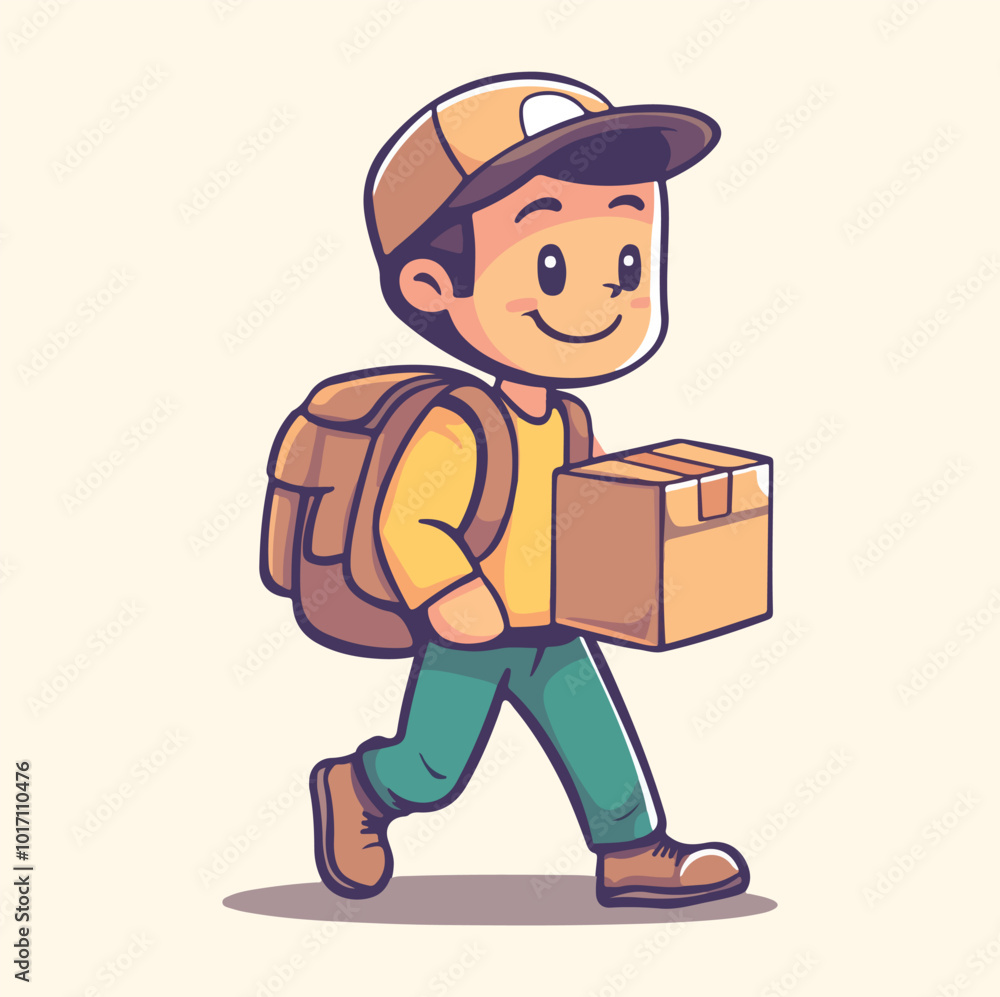 A delivery man with box delivery concept illustration A delivery man with box delivery concept illustration