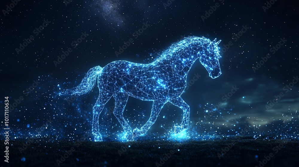 A glowing holographic horse figure traversing a vast cosmic tapestry, serving as a metaphor for exploration, interconnectedness, and digital advancements. A glowing holographic horse figure traversing a vast cosmic tapestry, serving as a metaphor for exploration, interconnectedness, and digital advancements.