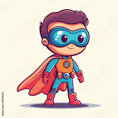 A cute super hero boy cartoon mascot illustration