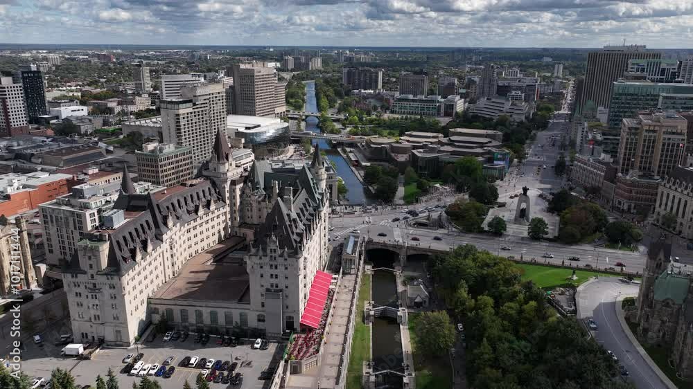 Ottawa chateau laurier aerial downtown view Ottawa chateau laurier aerial downtown view
