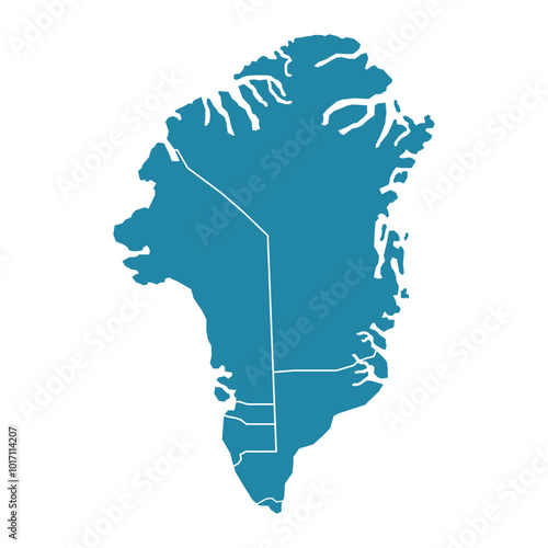 greenland map with regions isolated on white background. Map of greenland. Vector illustration