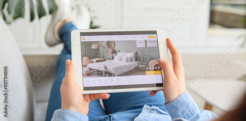 Woman with tablet computer ...