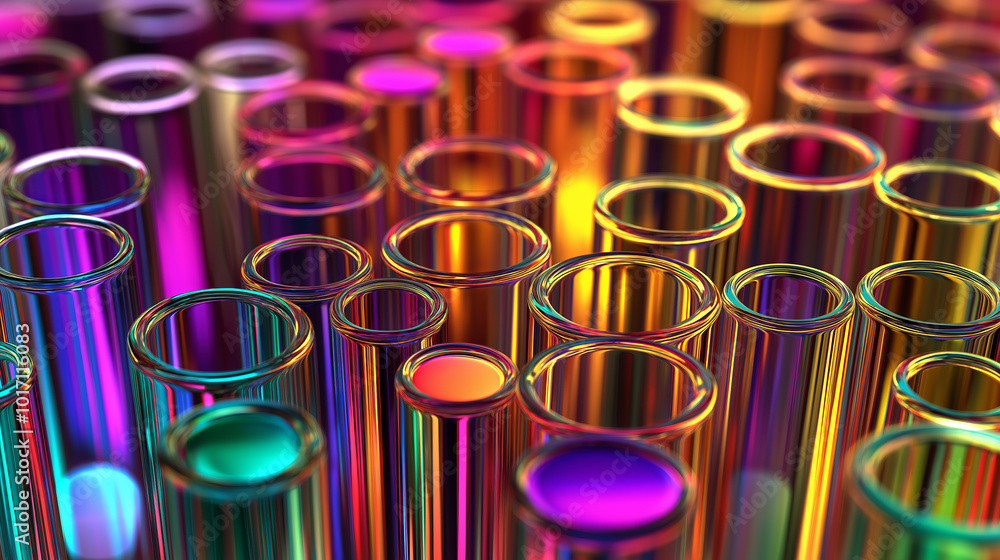 Rainbow colored glass tubes reflecting light. Rainbow colored glass tubes reflecting light.