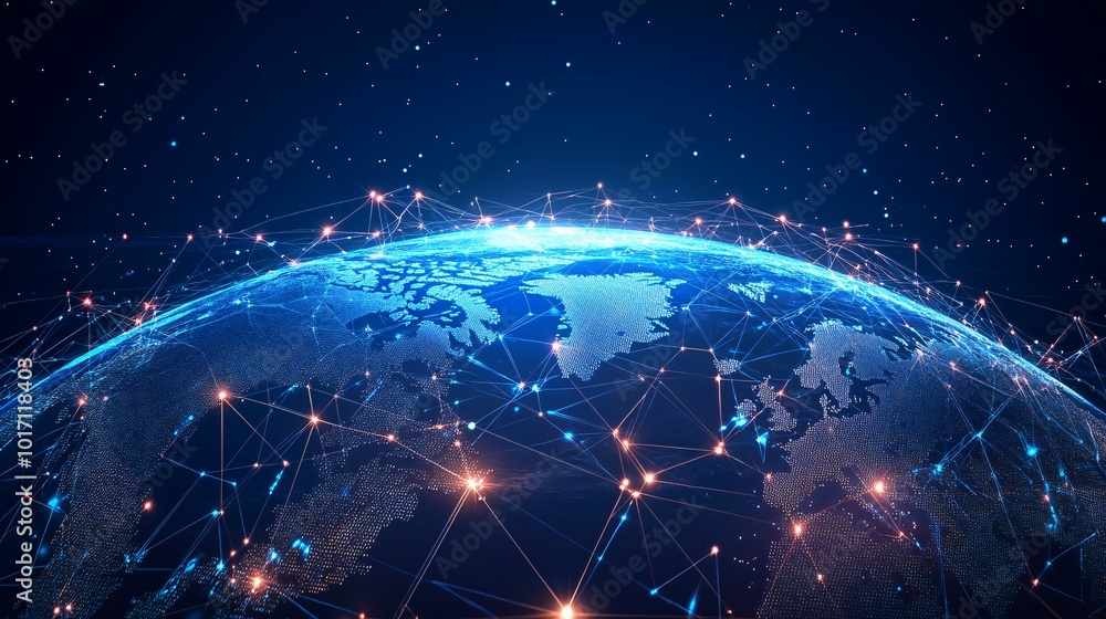 Digital Globe with Interconnected Nodes and Lines Digital Globe with Interconnected Nodes and Lines