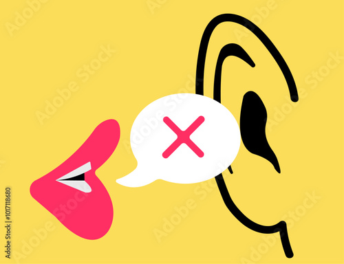 Whispering messages to next person illustration