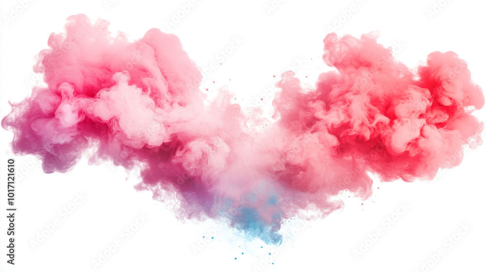Fototapeta premium Abstract pink and blue cloud of smoke isolated on a white background.