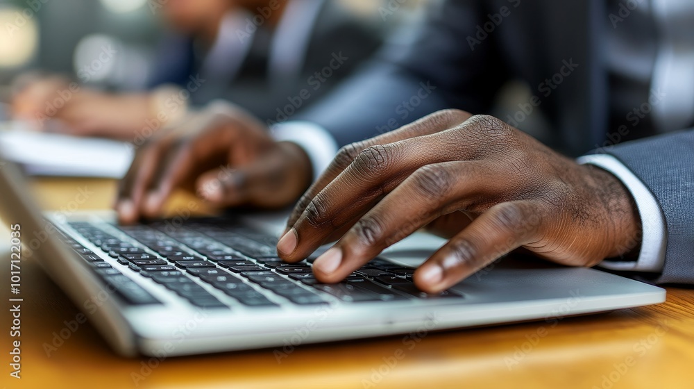 Professional Typing at Workspace with Focused Hands Professional Typing at Workspace with Focused Hands