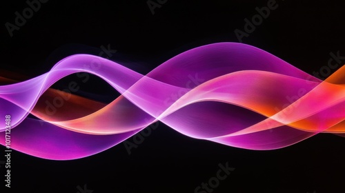 Abstract Swirling Pink and Orange Light Streaks Against a Black Background photo