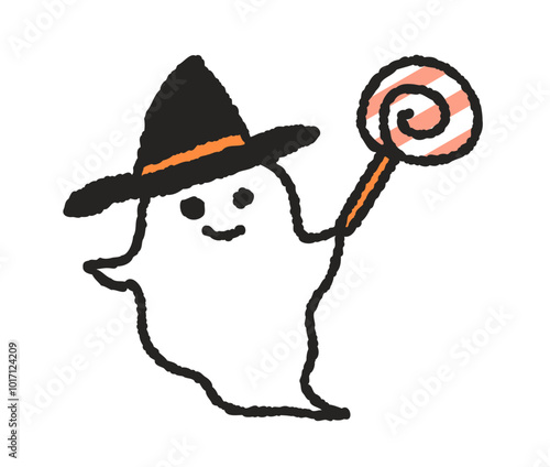キャンディを持ったハロウィーンのおばけ