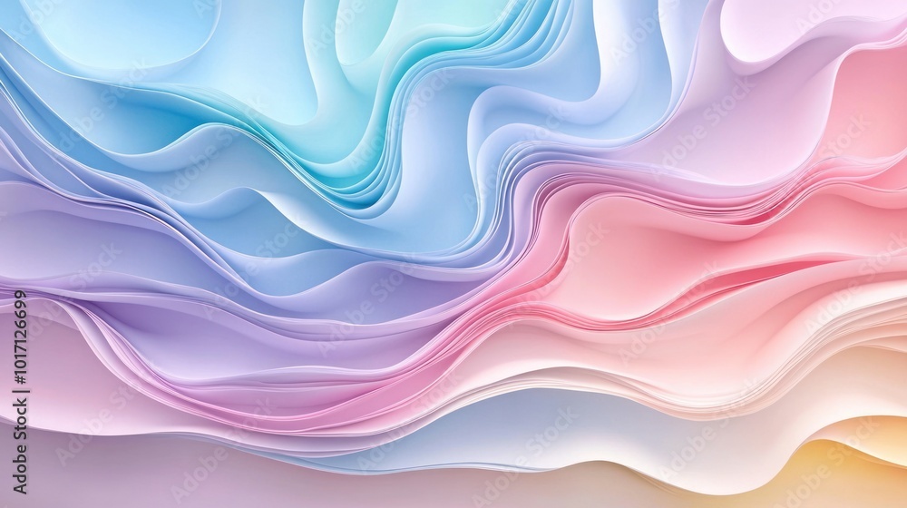 Abstract Wavy Paper Layers in Pastel Colors Abstract Wavy Paper Layers in Pastel Colors