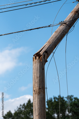 Hurricane Helene Broken Utility Pole