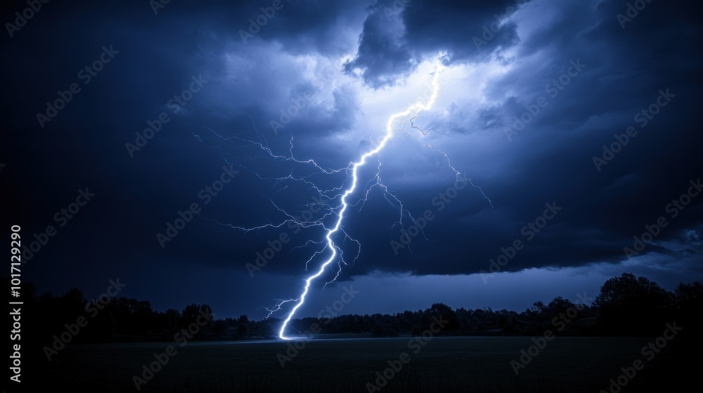 A Single Bolt of Lightning Strikes During a Stormy Night A Single Bolt of Lightning Strikes During a Stormy Night