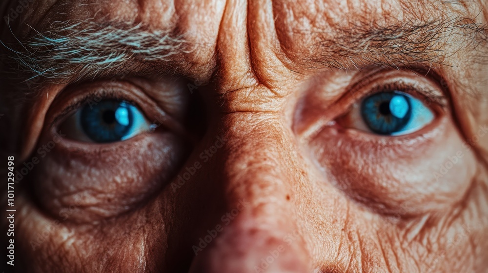 Close-up of an Elderly Person's Eyes with Wrinkled Skin and Gray Hair Close-up of an Elderly Person's Eyes with Wrinkled Skin and Gray Hair