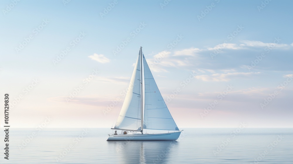 Obraz premium Sailing yacht in the sea at sunset.