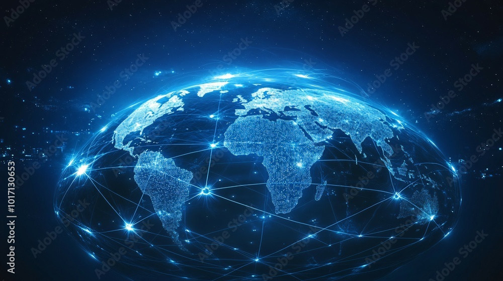 A Digital Globe with a Glowing Network of Connections A Digital Globe with a Glowing Network of Connections