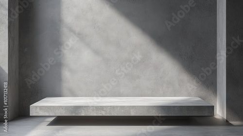 Minimal gray background, gray studio room scene, 3D bar workshop table, product design, kitchen floor, construction pattern, space mockup template, desk stage floor, podium, cement loft backdrop.
