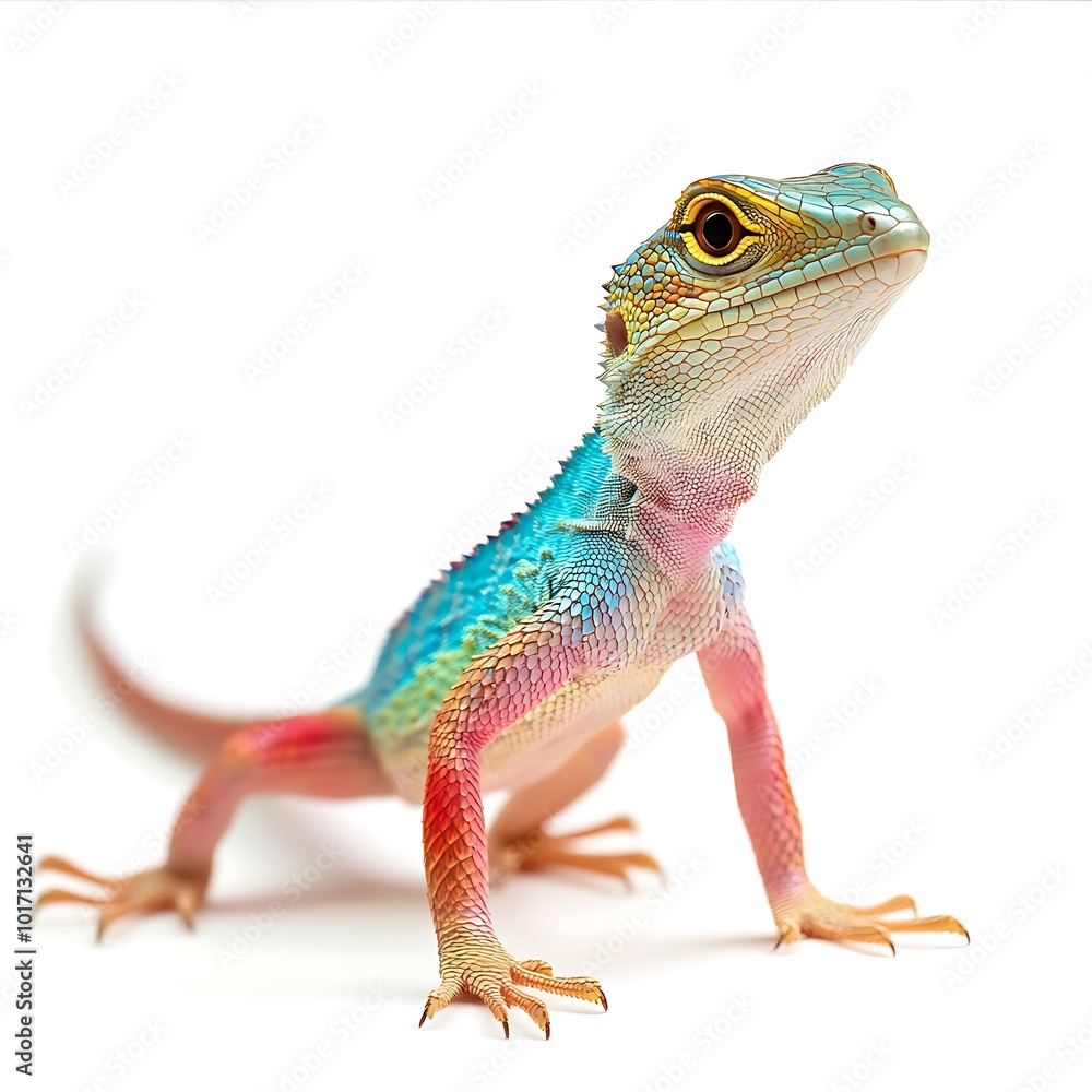 Obraz premium Brightly Colored Lizard with Long Tail in Eye Catching Nature Photography Scene picture