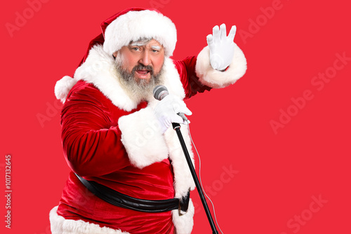 Cool Santa Claus with micro...