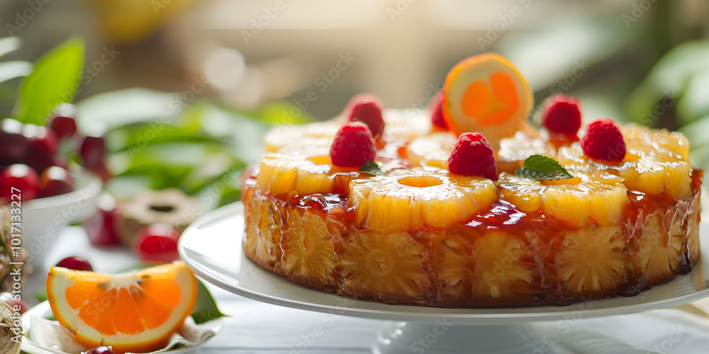 Tasty and delicious Pineapple Wine Cake.culinary delight, party favorite, comfort food. Tasty and delicious Pineapple Wine Cake.culinary delight, party favorite, comfort food.