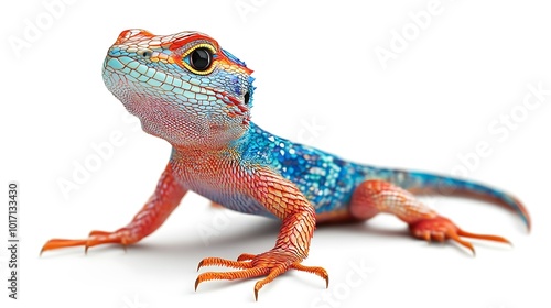 Beautiful Colorful Lizard with Long Tail Displaying Bright Vibrant Hues Photo photo