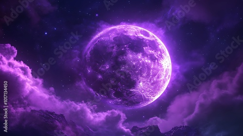 Breathtaking Purple Moon Against Soft Purple Background Mesmerizing Realistic Scene picture