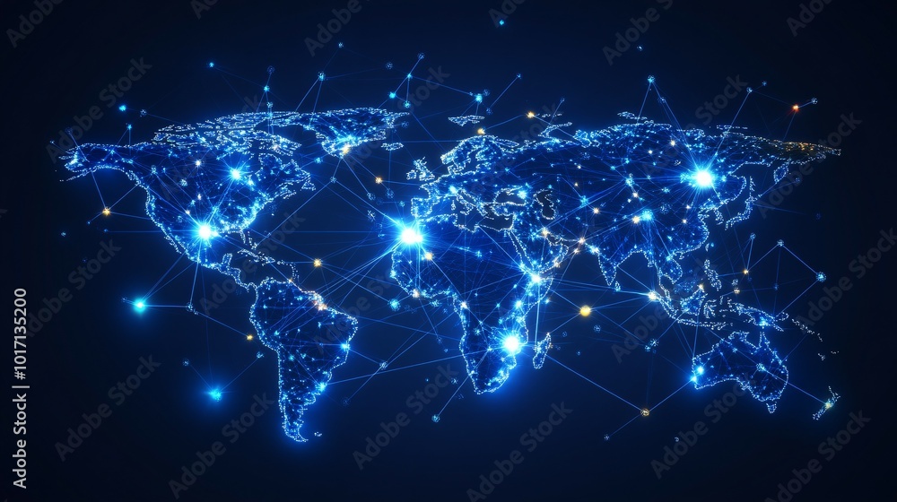 A Digital Representation of the World with Illuminated Lines and Nodes A Digital Representation of the World with Illuminated Lines and Nodes