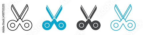 scissors icon Line graphics illustration