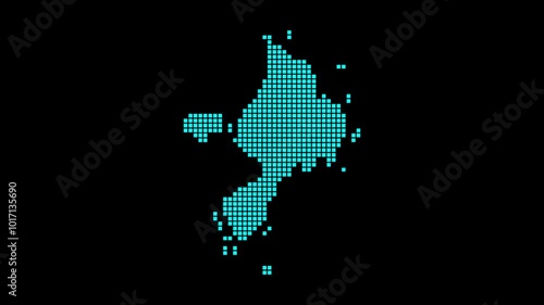 Sark digital map. Map of Sark in dotted style. Shape of the island filled with rectangles. Trendy video.