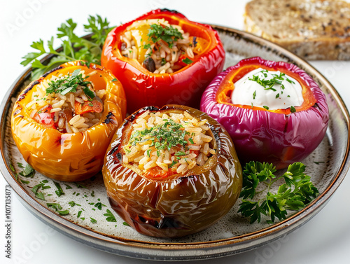 Mouthwatering Plate of Stuffed Bell Peppers