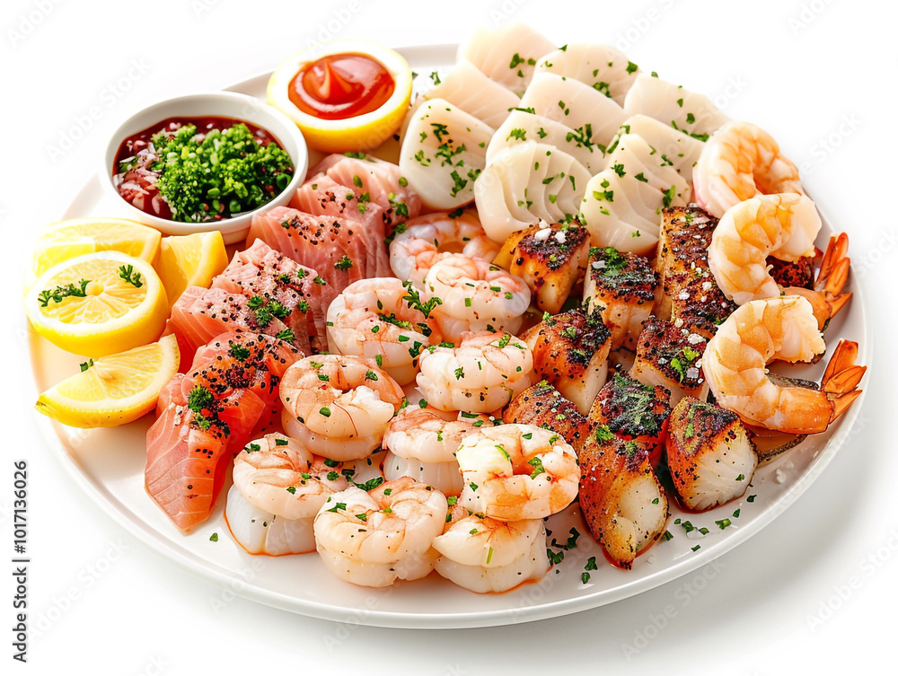 Platter of Assorted Seafood with Shrimp and Scallops Platter of Assorted Seafood with Shrimp and Scallops