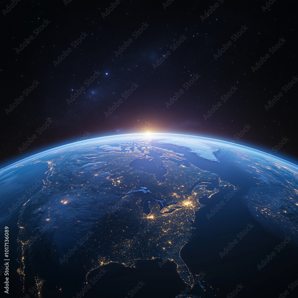 Fototapeta premium Bright Earth from Space: Observing Canada During the Winter Solstice