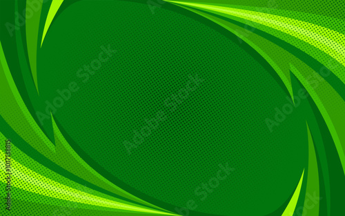 
Abstract green sport banner background with curved geometric shapes on two sides and empty space in the middle