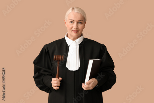Mature female judge with bo...