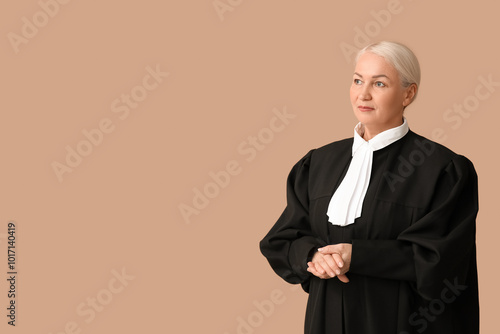 Mature female judge on brow...