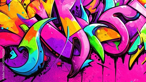 Abstract Graffiti Art with Vibrant Colors and Bold Lines
