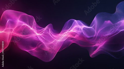 Abstract Pink and Purple Light Waves on a Dark Background