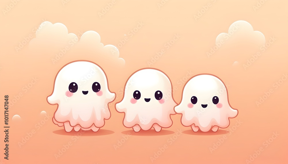 lighthearted trio of ghosts with funny faces on a soft backdrop lighthearted trio of ghosts with funny faces on a soft backdrop