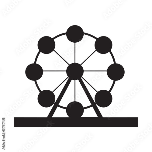 ferris wheel silhouette editable vector illustration