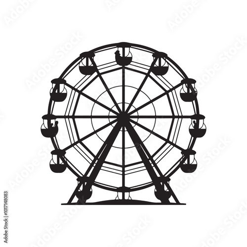 ferris wheel silhouette editable vector illustration