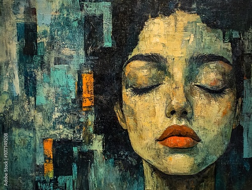 Abstract Portrait of a Woman with Closed Eyes